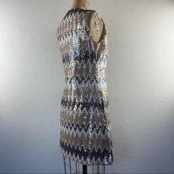 Vintage l 60s S Iridescent Sequin A-Line Twiggy Scooter Vespa MCM Mod Mini Dress - Picture 7 of 15